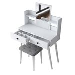 Casa si Gradina - Mobilier - Comode si corpuri - Masute de toaleta - Masa de machiaj, Hanah Home, pal melaminat, alb, 103x40x111.8 cm, 893RAN3322 - Infinity.ro