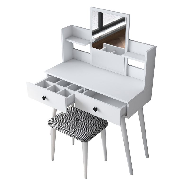 Casa si Gradina - Mobilier - Comode si corpuri - Masute de toaleta - Masa de machiaj, Hanah Home, pal melaminat, alb, 103x40x111.8 cm, 893RAN3322 - Infinity.ro