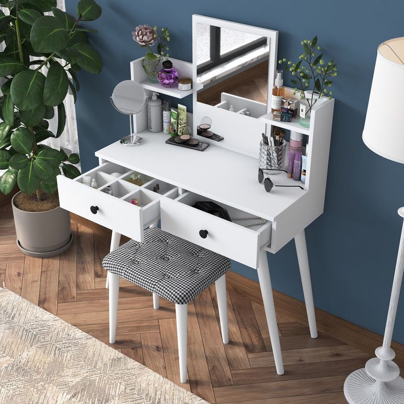 Casa si Gradina - Mobilier - Comode si corpuri - Masute de toaleta - Masa de machiaj, Hanah Home, pal melaminat, alb, 103x40x111.8 cm, 893RAN3322 - Infinity.ro