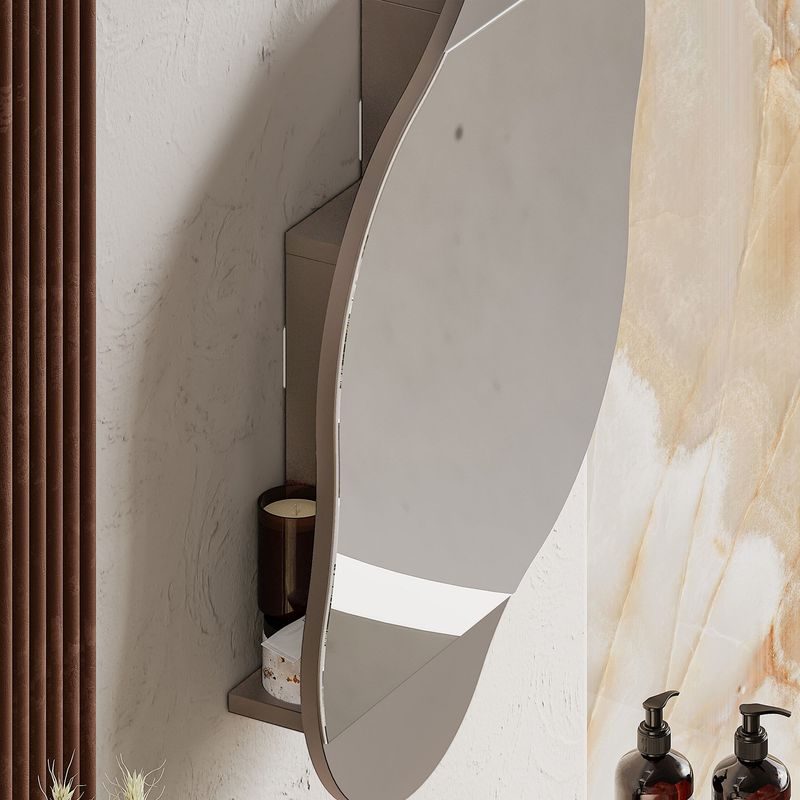 Casa si Gradina - Mobilier - Mobilier baie - Corpuri baie - Dulap baie cu oglinda, Hanah Home, pal melaminat, mocha deschis, 60x75x13 cm - Infinity.ro