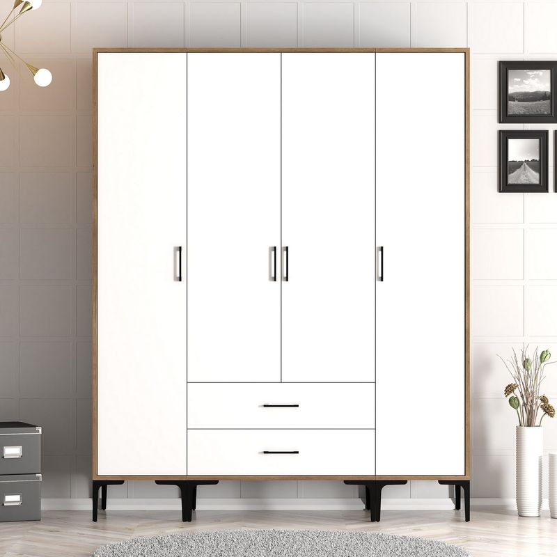 Casa si Gradina - Mobilier - Dulapuri si sifoniere - Sifoniere - Sifonier, Hanah Home, pal melaminat, nuc si alb, 160x47.5x201.4 cm, 845HCT5480 - Infinity.ro
