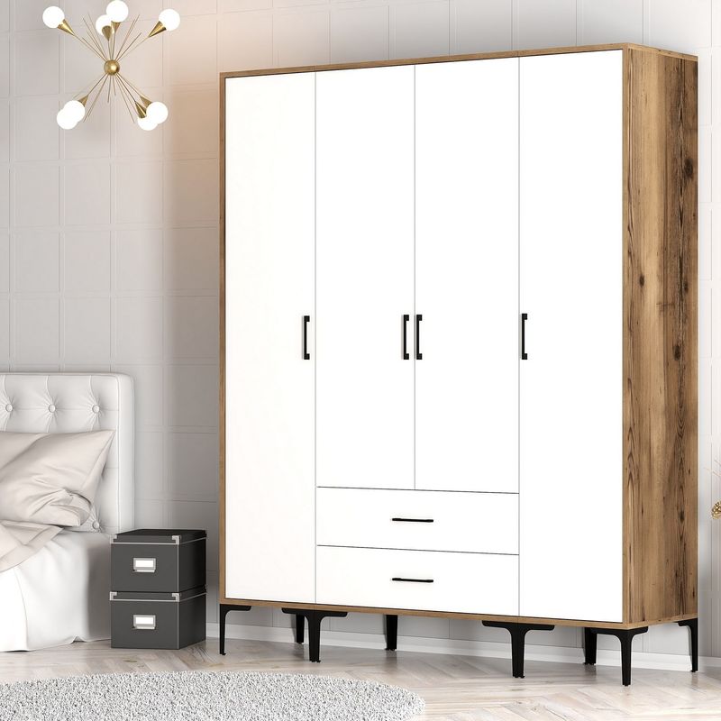 Casa si Gradina - Mobilier - Dulapuri si sifoniere - Sifoniere - Sifonier, Hanah Home, pal melaminat, nuc si alb, 160x47.5x201.4 cm, 845HCT5480 - Infinity.ro