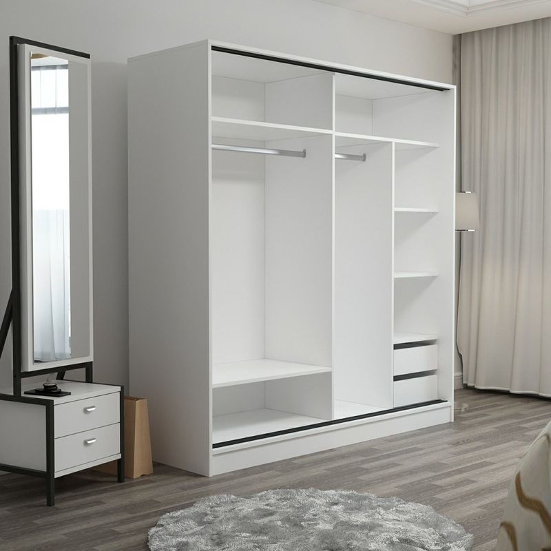 Casa si Gradina - Mobilier - Dulapuri si sifoniere - Sifoniere - Sifonier, Hanah Home, pal melaminat, alb dore, 180x52x190 cm, 506MNR2527 - Infinity.ro