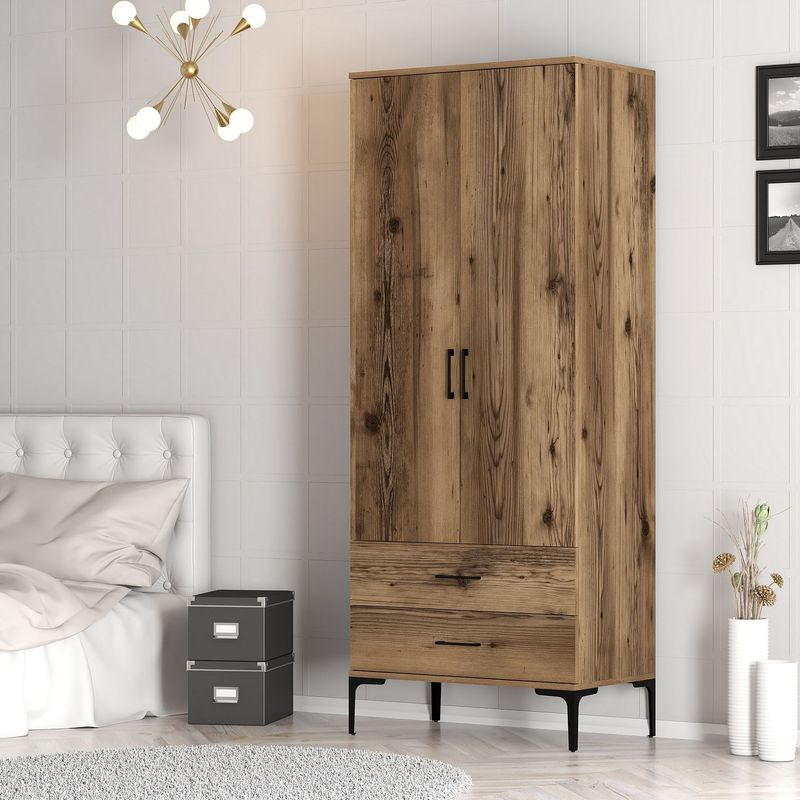 Casa si Gradina - Mobilier - Dulapuri si sifoniere - Dulapuri - Dulap, Hanah Home, pal melaminat, nuc, 80x47.5x201.4 cm, 845HCT5417 - Infinity.ro
