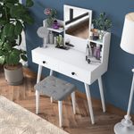 Casa si Gradina - Mobilier - Comode si corpuri - Masute de toaleta - Masa de machiaj, Hanah Home, pal melaminat, alb, 103x40x111.8 cm, 893RAN3322 - Infinity.ro