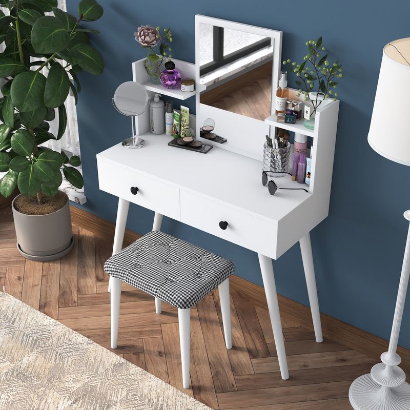 Casa si Gradina - Mobilier - Comode si corpuri - Masute de toaleta - Masa de machiaj, Hanah Home, pal melaminat, alb, 103x40x111.8 cm, 893RAN3322 - Infinity.ro