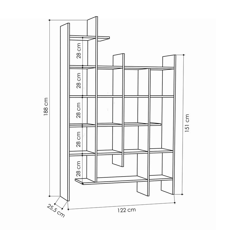 Casa si Gradina - Mobilier - Biblioteci si rafturi - Biblioteci - Biblioteca, Hanah Home, pal melaminat, travertin, 122x25.5x188 cm - Infinity.ro