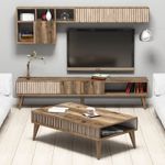 Casa si Gradina - Mobilier - Seturi de mobilier - Seturi living - Set living, Hanah Home, pal melaminat, nuc, 180x40x35 cm - Infinity.ro