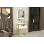 Casa si Gradina - Mobilier - Comode si corpuri - Console - Consola, Hanah Home, pal melaminat, alb auriu, 75x36x88 cm - Infinity.ro