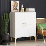 Casa si Gradina - Mobilier - Comode si corpuri - Console - Consola, Hanah Home, pal melaminat, alb auriu, 90x35x115 cm - Infinity.ro