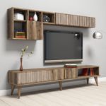 Casa si Gradina - Mobilier - Seturi de mobilier - Seturi living - Set living, Hanah Home, pal melaminat, nuc, 180x40x35 cm - Infinity.ro
