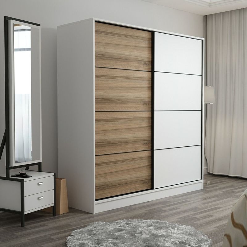 Casa si Gradina - Mobilier - Dulapuri si sifoniere - Sifoniere - Sifonier, Hanah Home, pal melaminat, alb dore, 180x52x190 cm, 506MNR2527 - Infinity.ro