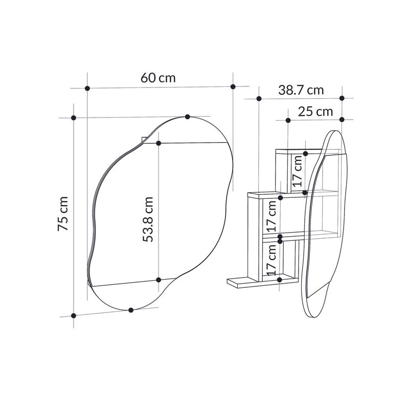 Casa si Gradina - Mobilier - Mobilier baie - Corpuri baie - Dulap baie cu oglinda, Hanah Home, pal melaminat, mocha deschis, 60x75x13 cm - Infinity.ro
