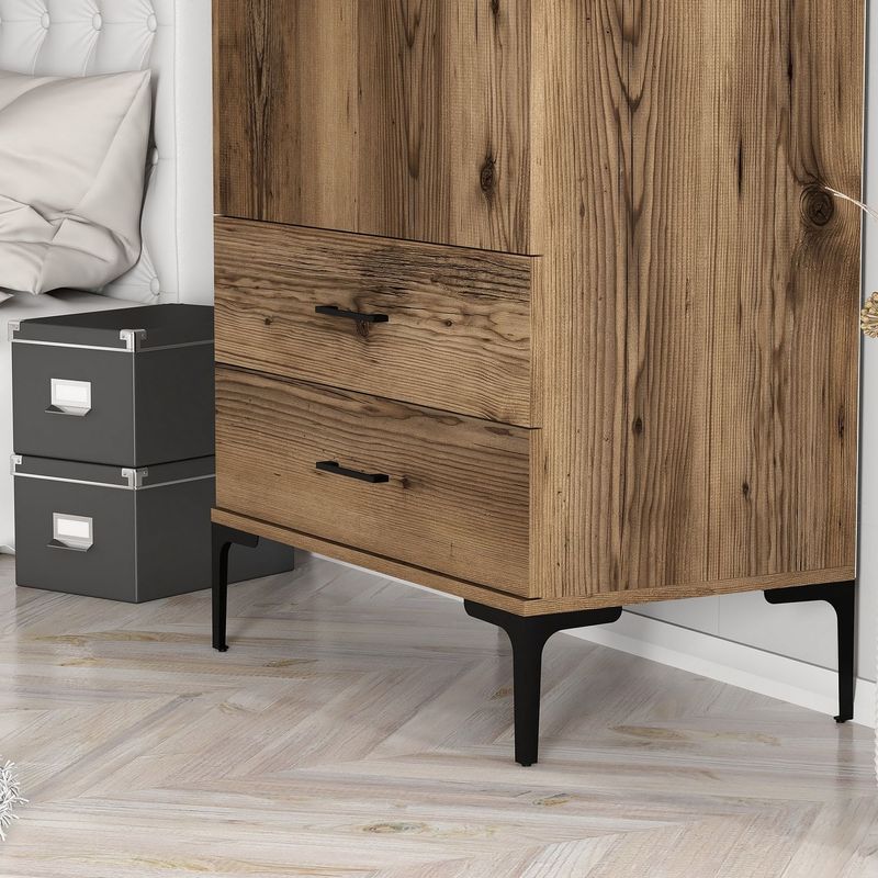Casa si Gradina - Mobilier - Dulapuri si sifoniere - Dulapuri - Dulap, Hanah Home, pal melaminat, nuc, 80x47.5x201.4 cm, 845HCT5417 - Infinity.ro