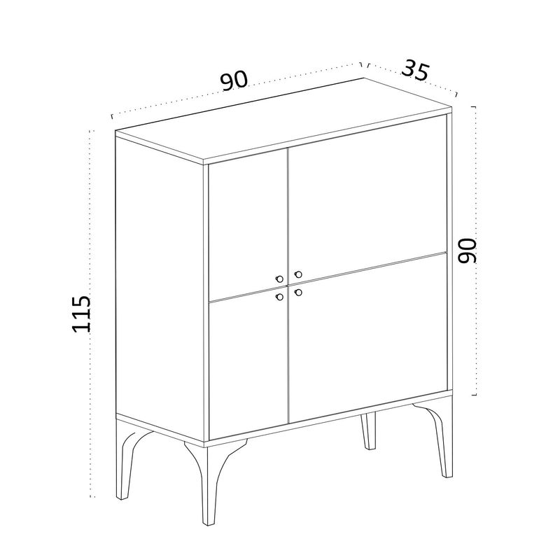 Casa si Gradina - Mobilier - Comode si corpuri - Console - Consola, Hanah Home, pal melaminat, alb auriu, 90x35x115 cm - Infinity.ro