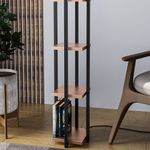 Casa si Gradina - Corpuri si surse de iluminat - Veioze si lampi - Lampadare - Lampadar cu raft, Opviq, metal, negru cupru, 25x25x130 cm, 892OPV1155 - Infinity.ro