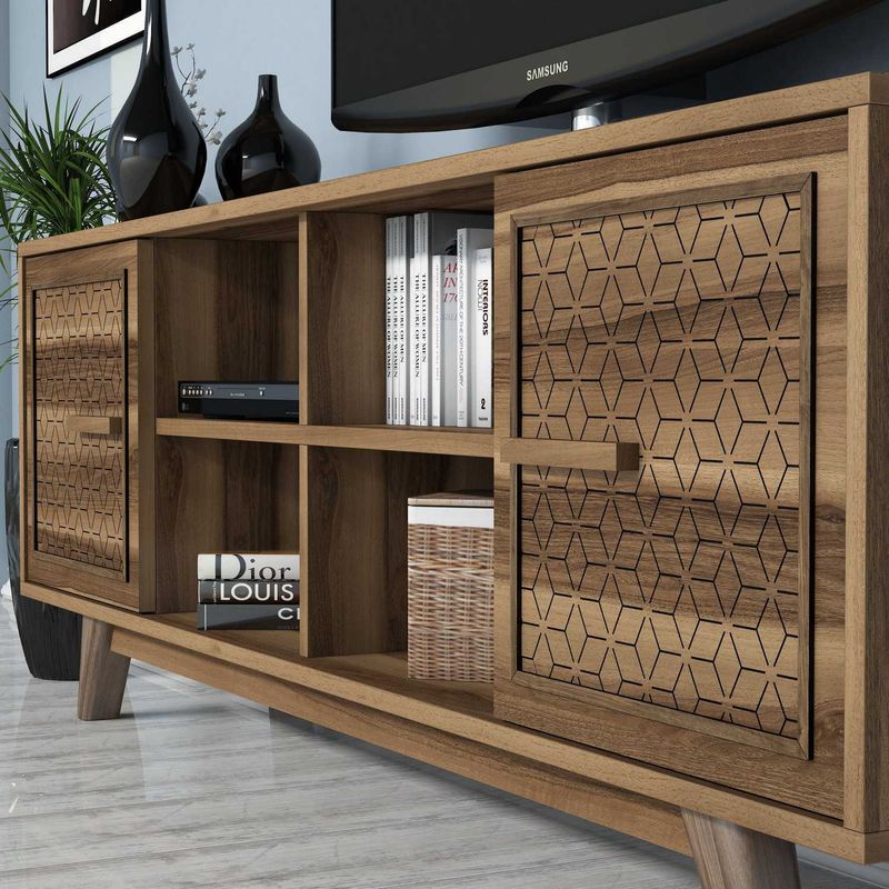 Casa si Gradina - Mobilier - Comode si corpuri - Comode - Comoda tv, Hanah Home, pal melaminat, nuc, 160x35x56.2 cm, 845HCT3064 - Infinity.ro