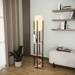 Casa si Gradina - Corpuri si surse de iluminat - Veioze si lampi - Lampadare - Lampadar cu raft, Opviq, metal, negru cupru, 25x25x130 cm, 892OPV1155 - Infinity.ro