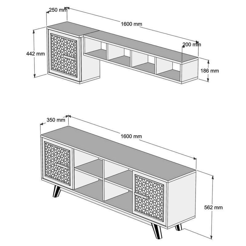 Casa si Gradina - Mobilier - Comode si corpuri - Comode - Comoda tv, Hanah Home, pal melaminat, nuc, 160x35x56.2 cm, 845HCT3064 - Infinity.ro