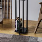 Casa si Gradina - Corpuri si surse de iluminat - Veioze si lampi - Lampadare - Lampadar cu raft, Opviq, metal, negru, 25x25x130 cm, 892OPV1163 - Infinity.ro