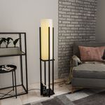 Casa si Gradina - Corpuri si surse de iluminat - Veioze si lampi - Lampadare - Lampadar cu raft, Opviq, metal, negru, 25x25x130 cm, 892OPV1163 - Infinity.ro