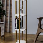 Casa si Gradina - Corpuri si surse de iluminat - Veioze si lampi - Lampadare - Lampadar cu raft, Opviq, metal, auriu alb, 25x25x130 cm, 892OPV1161 - Infinity.ro