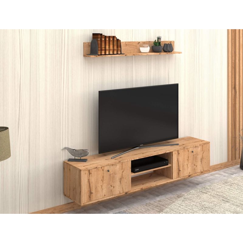 Casa si Gradina - Mobilier - Comode si corpuri - Console - Comoda tv, Hanah Home, pal melaminat, stejar safir, 35x35x180 cm, 793ELG1615 - Infinity.ro