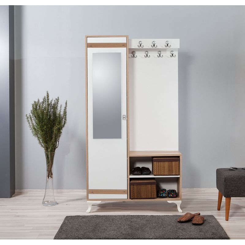 Casa si Gradina - Mobilier - Organizare si depozitare - Cuiere - Cuier, Hanah Home, pal melaminat, stejar sonoma, 100x36x190 cm, 863SPH4801 - Infinity.ro