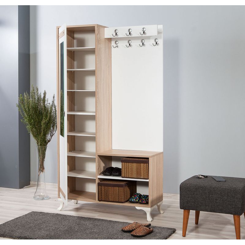 Casa si Gradina - Mobilier - Organizare si depozitare - Cuiere - Cuier, Hanah Home, pal melaminat, stejar sonoma, 100x36x190 cm, 863SPH4801 - Infinity.ro