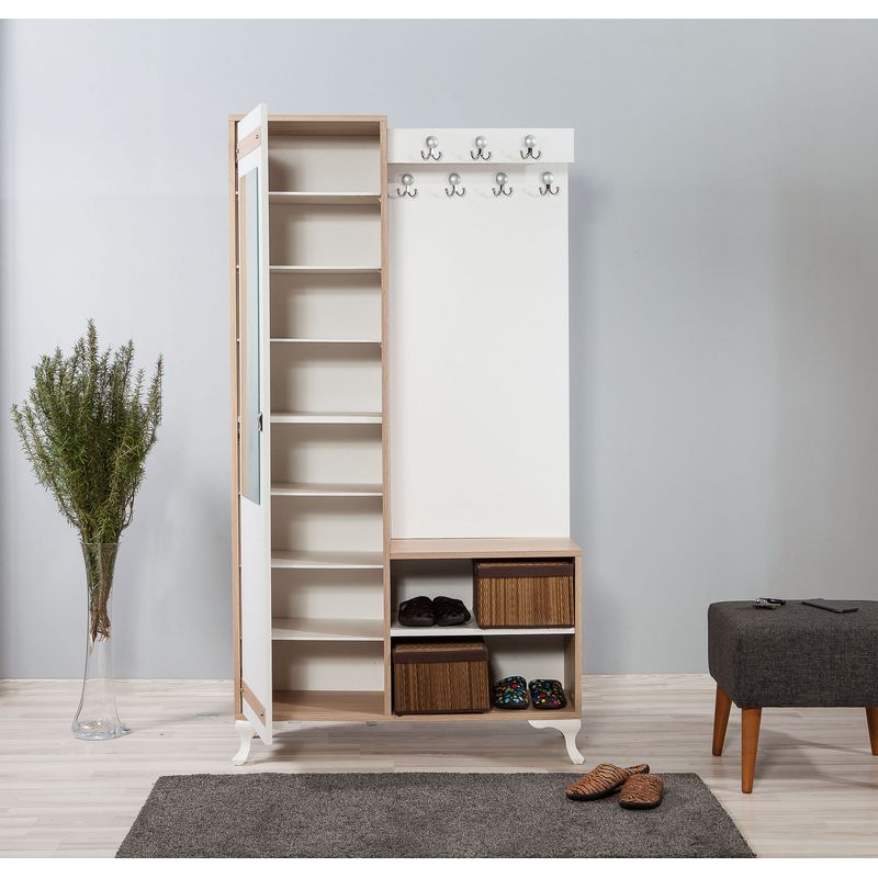 Casa si Gradina - Mobilier - Organizare si depozitare - Cuiere - Cuier, Hanah Home, pal melaminat, stejar sonoma, 100x36x190 cm, 863SPH4801 - Infinity.ro