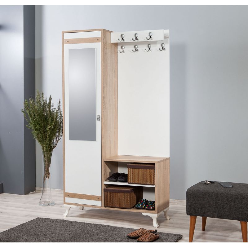 Casa si Gradina - Mobilier - Organizare si depozitare - Cuiere - Cuier, Hanah Home, pal melaminat, stejar sonoma, 100x36x190 cm, 863SPH4801 - Infinity.ro