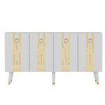 Casa si Gradina - Mobilier - Comode si corpuri - Console - Consola, Hanah Home, panou aglomerat melaminat, alb auriu, 150x40x80 cm - Infinity.ro