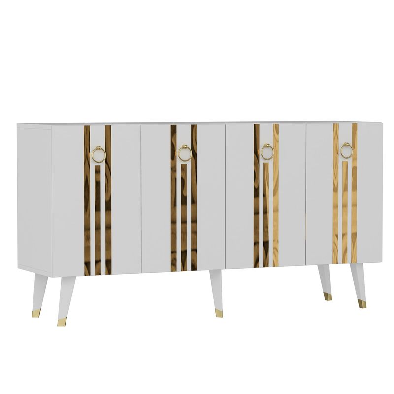 Casa si Gradina - Mobilier - Comode si corpuri - Console - Consola, Hanah Home, panou aglomerat melaminat, alb auriu, 150x40x80 cm - Infinity.ro