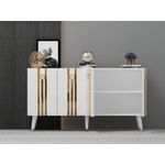 Casa si Gradina - Mobilier - Comode si corpuri - Console - Consola, Hanah Home, panou aglomerat melaminat, alb auriu, 150x40x80 cm - Infinity.ro