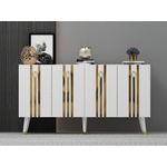 Casa si Gradina - Mobilier - Comode si corpuri - Console - Consola, Hanah Home, panou aglomerat melaminat, alb auriu, 150x40x80 cm - Infinity.ro