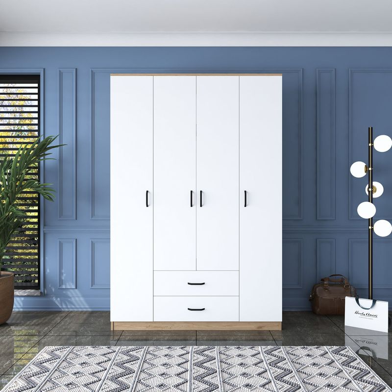 Casa si Gradina - Mobilier - Dulapuri si sifoniere - Sifoniere - Sifonier, Hanah Home, pal melaminat, nuc alb, 140x51.5x210 cm - Infinity.ro