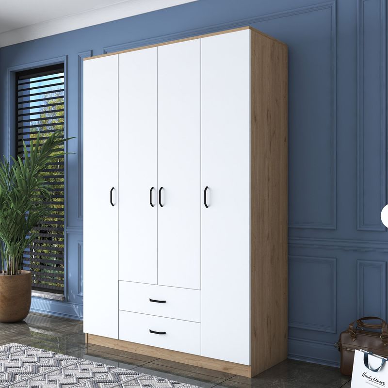 Casa si Gradina - Mobilier - Dulapuri si sifoniere - Sifoniere - Sifonier, Hanah Home, pal melaminat, nuc alb, 140x51.5x210 cm - Infinity.ro