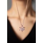 Fashion, accesorii si bijuterii - Femei - Bijuterii femei - Coliere femei - Colier, Heliophilia, metal, roz, lant 45 cm - Infinity.ro