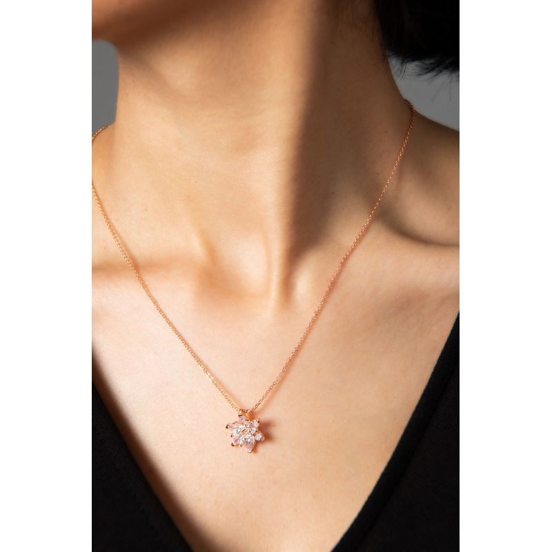 Fashion, accesorii si bijuterii - Femei - Bijuterii femei - Coliere femei - Colier, Heliophilia, metal, roz, lant 45 cm - Infinity.ro