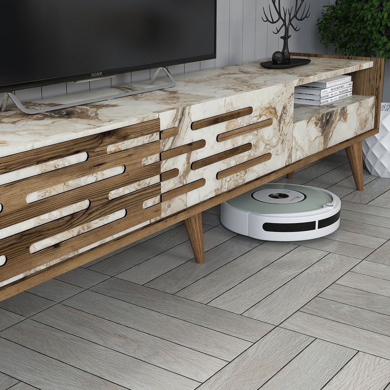 Casa si Gradina - Mobilier - Seturi de mobilier - Seturi living - Set mobilier living, Hanah Home, pal melaminat, nuc, alb, marmura - Infinity.ro