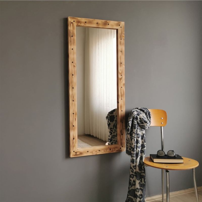Casa si Gradina - Decoratiuni - Oglinzi - Oglinda, Hanah Home, lemn masiv de pin, nuc, 50x110 cm, 552NOS2131 - Infinity.ro