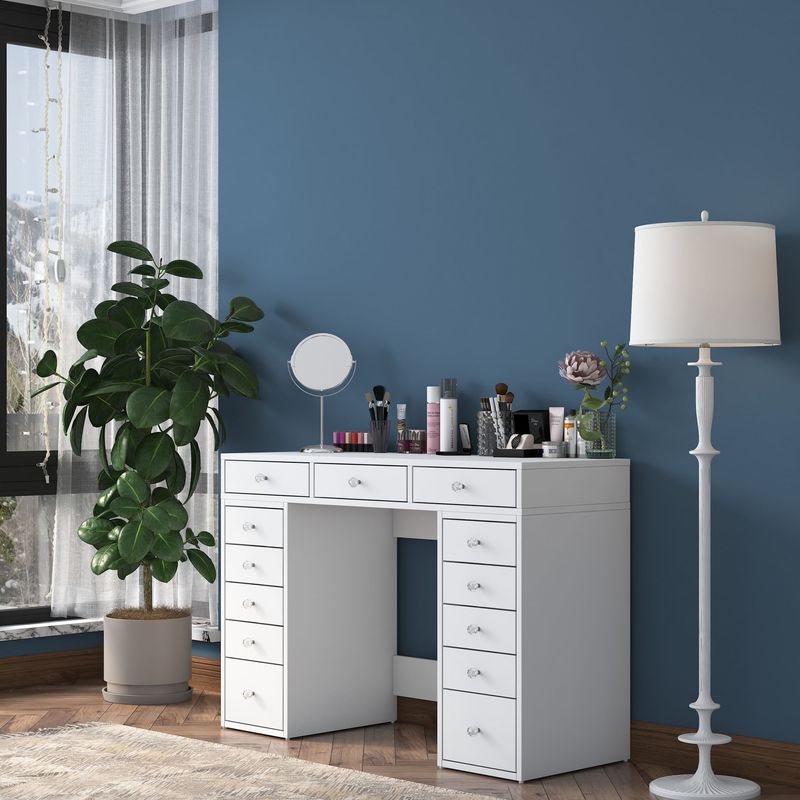Casa si Gradina - Mobilier - Comode si corpuri - Masute de toaleta - Masa de machiaj, Hanah Home, pal melaminat, alb, 120x44.5x81.6 cm - Infinity.ro