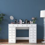Casa si Gradina - Mobilier - Comode si corpuri - Masute de toaleta - Masa de machiaj, Hanah Home, pal melaminat, alb, 120x44.5x81.6 cm - Infinity.ro