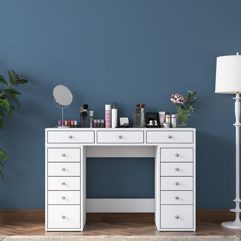 Casa si Gradina - Mobilier - Comode si corpuri - Masute de toaleta - Masa de machiaj, Hanah Home, pal melaminat, alb, 120x44.5x81.6 cm - Infinity.ro