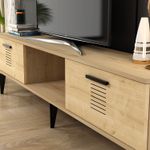 Casa si Gradina - Mobilier - Comode si corpuri - Console - Suport tv, Hanah Home, pal melaminat, stejar safir, 150x45x35 cm - Infinity.ro