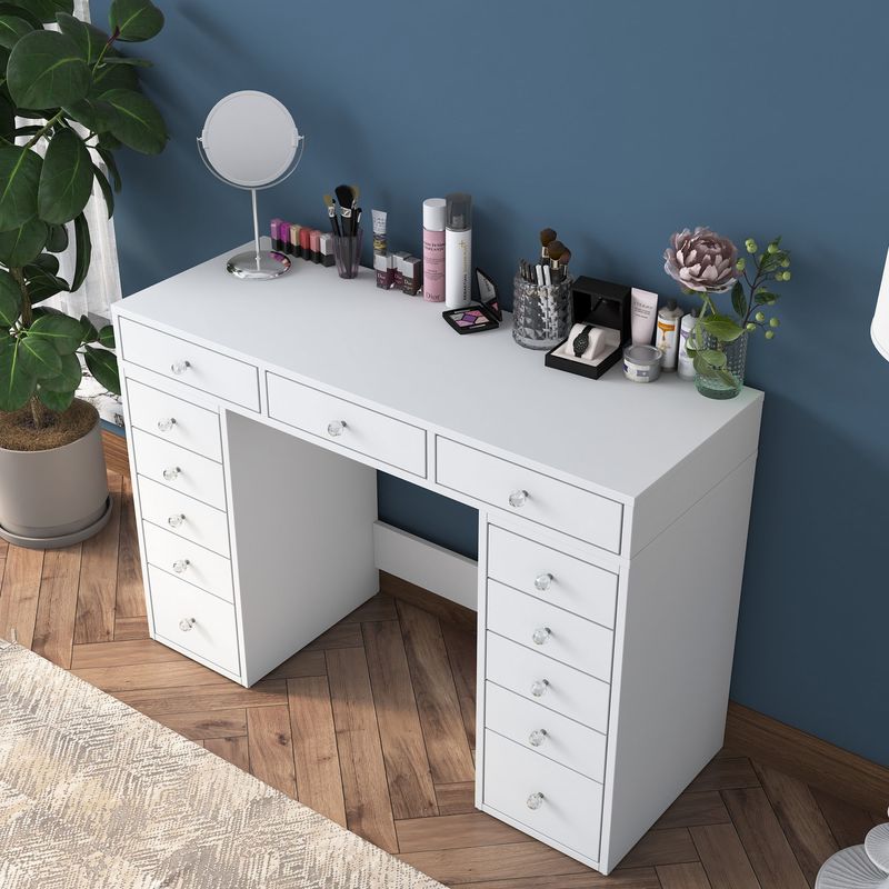 Casa si Gradina - Mobilier - Comode si corpuri - Masute de toaleta - Masa de machiaj, Hanah Home, pal melaminat, alb, 120x44.5x81.6 cm - Infinity.ro