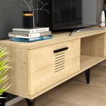 Casa si Gradina - Mobilier - Comode si corpuri - Console - Suport tv, Hanah Home, pal melaminat, stejar safir, 150x45x35 cm - Infinity.ro
