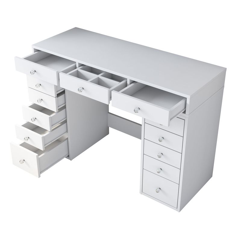 Casa si Gradina - Mobilier - Comode si corpuri - Masute de toaleta - Masa de machiaj, Hanah Home, pal melaminat, alb, 120x44.5x81.6 cm - Infinity.ro
