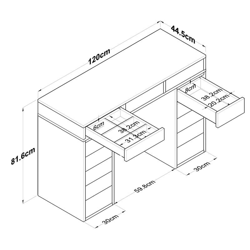 Casa si Gradina - Mobilier - Comode si corpuri - Masute de toaleta - Masa de machiaj, Hanah Home, pal melaminat, alb, 120x44.5x81.6 cm - Infinity.ro