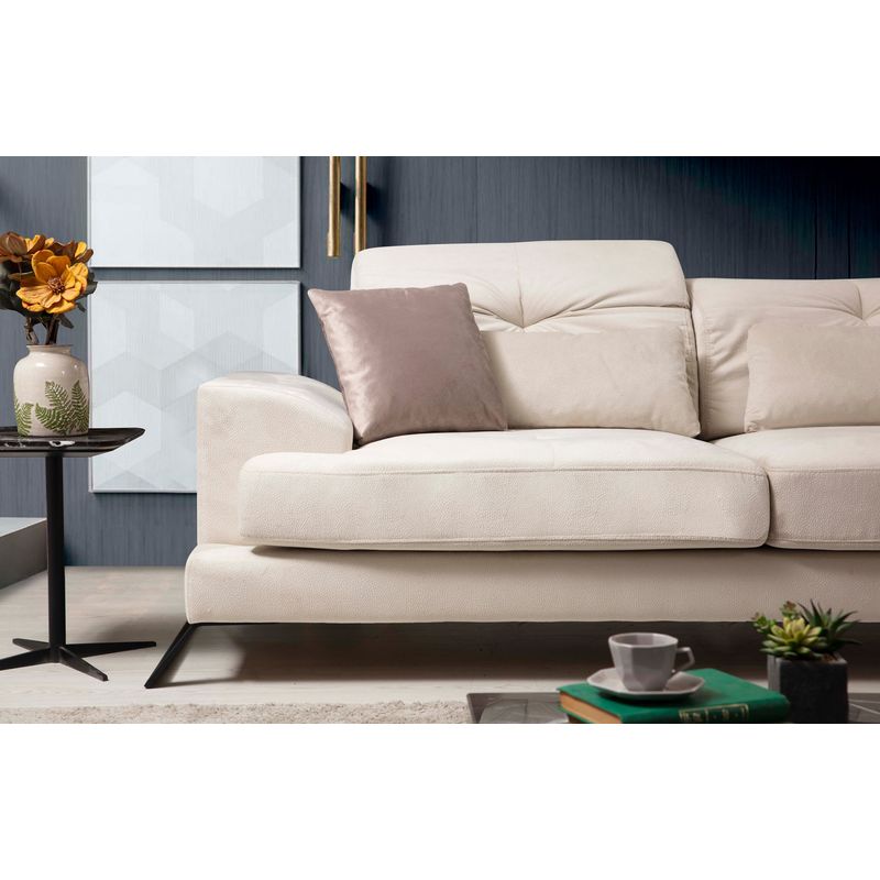 Casa si Gradina - Mobilier - Canapele si coltare - Coltare - Coltar, Hanah Home, lemn fag si pal, ecru, 304x190x100 cm - Infinity.ro